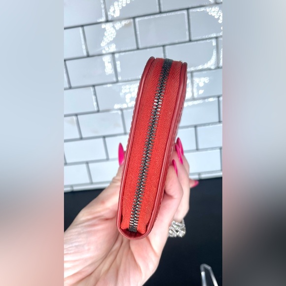 Authentic Bottega Veneta Intrecciato Zip Around Wallet Red - Picture 4 of 9